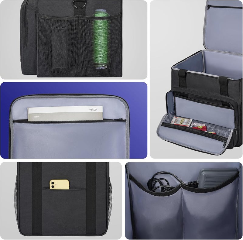 GMAK Serger Carrying Case, Universal Serger Storage Bag with Base Padding Pad, Storage Pockets, Travel Case with Shoulder Strap for Most Standard Overlock Sewing Machines and Accessories, Black - Image 4